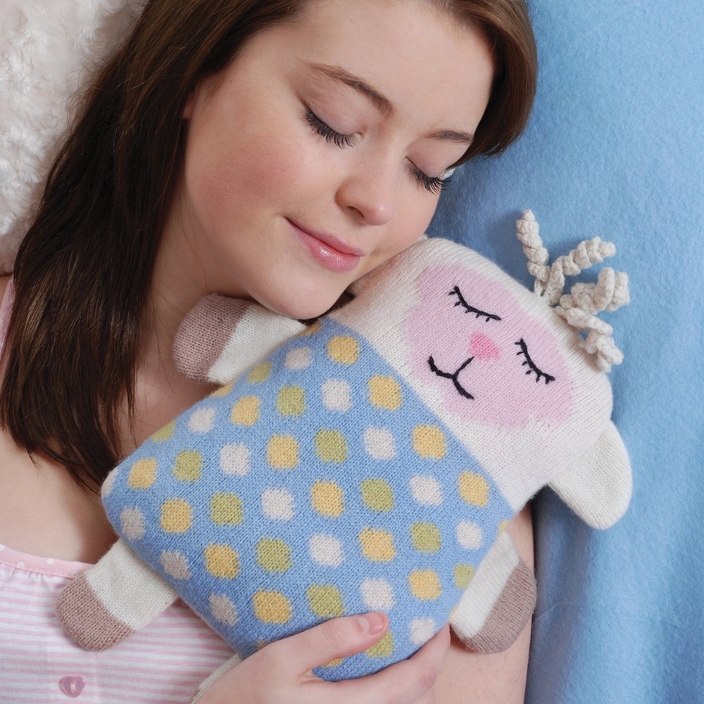 Aroma Home Microwavable Knitted Animal Lamb Hotties with Polka Dots
